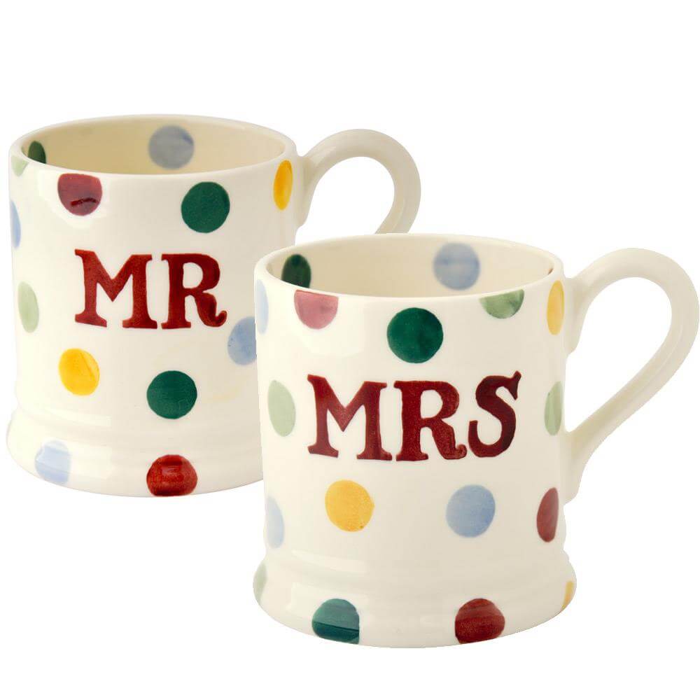 Emma Bridgewater Polka Dot Mr & Mrs 1/2 Pint Mugs